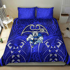 Canterbury Bankstown Bulldogs Rugby Bedding Set Polynesian Tribal Bulldog Warrior Blue Pattern