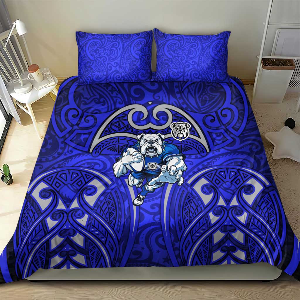 Canterbury Bankstown Bulldogs Rugby Bedding Set Polynesian Tribal Bulldog Warrior Blue Pattern