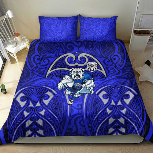 Canterbury Bankstown Bulldogs Rugby Bedding Set Polynesian Tribal Bulldog Warrior Blue Pattern