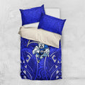 Canterbury Bankstown Bulldogs Rugby Bedding Set Polynesian Tribal Bulldog Warrior Blue Pattern