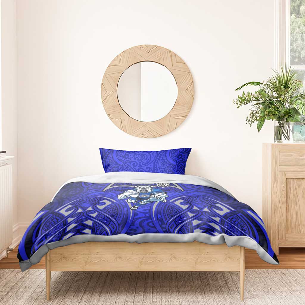 Canterbury Bankstown Bulldogs Rugby Bedding Set Polynesian Tribal Bulldog Warrior Blue Pattern
