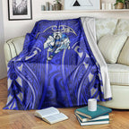 Canterbury Bankstown Bulldogs Rugby Blanket Polynesian Tribal Bulldog Warrior Blue Pattern