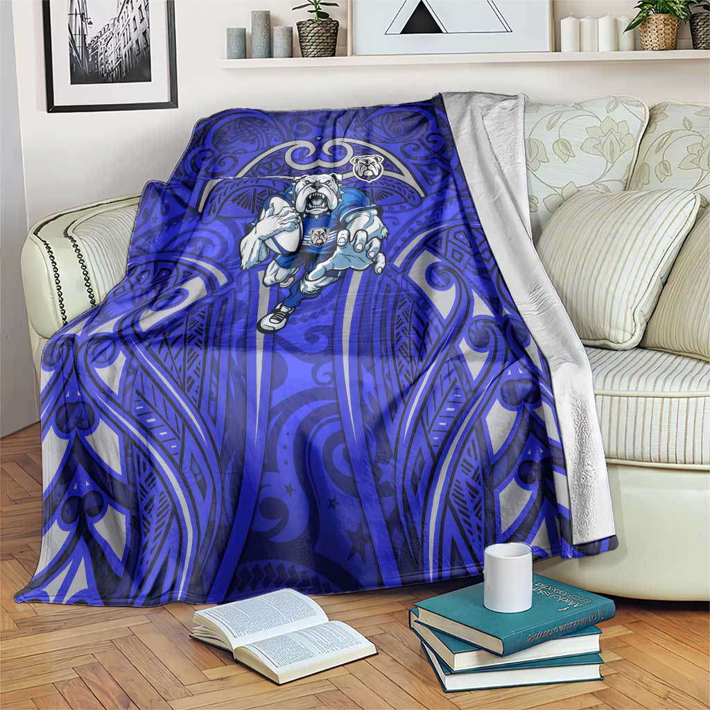 Canterbury Bankstown Bulldogs Rugby Blanket Polynesian Tribal Bulldog Warrior Blue Pattern