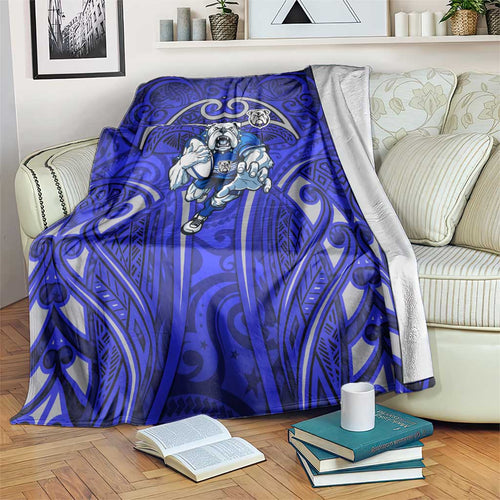Canterbury Bankstown Bulldogs Rugby Blanket Polynesian Tribal Bulldog Warrior Blue Pattern
