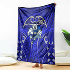Canterbury Bankstown Bulldogs Rugby Blanket Polynesian Tribal Bulldog Warrior Blue Pattern