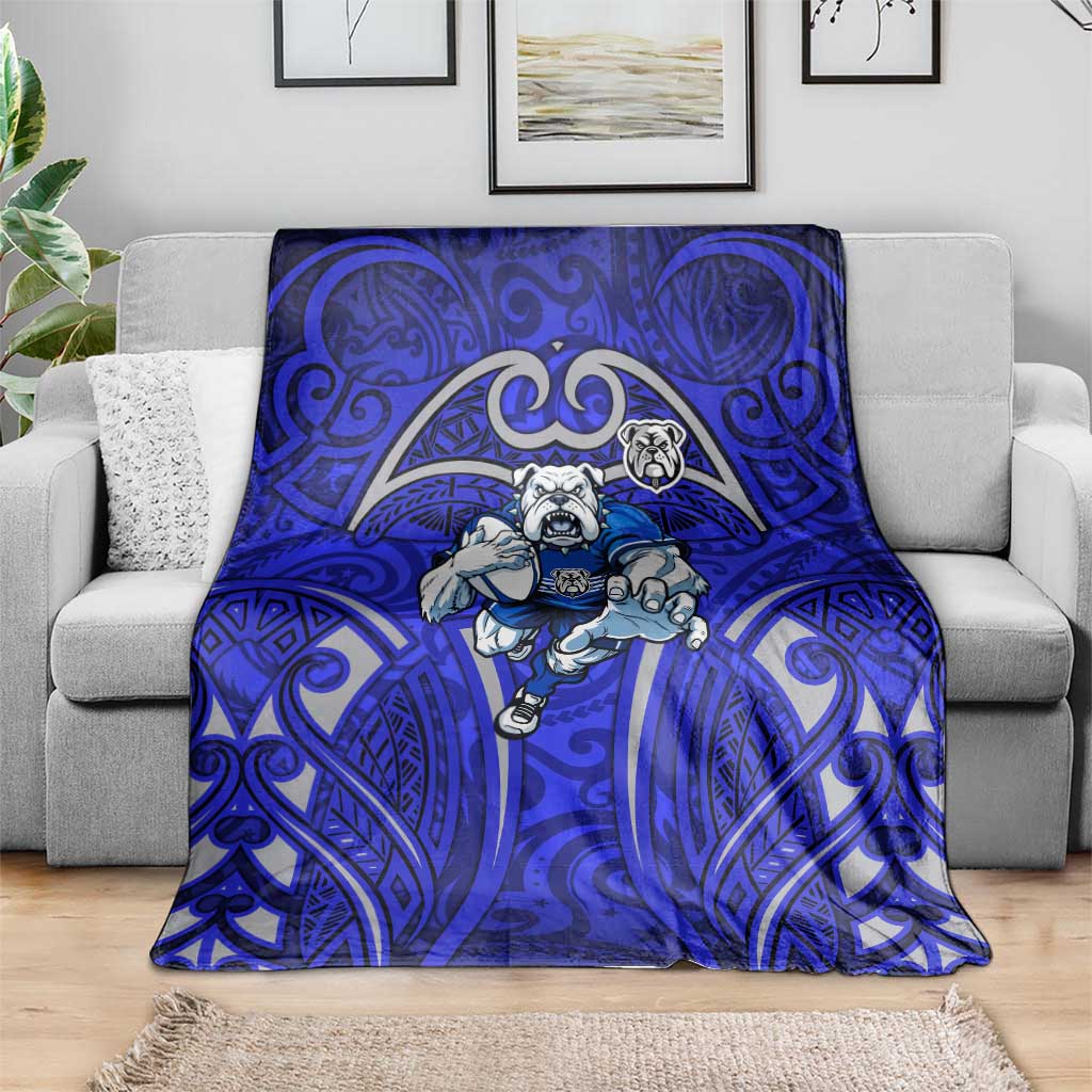 Canterbury Bankstown Bulldogs Rugby Blanket Polynesian Tribal Bulldog Warrior Blue Pattern
