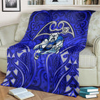Canterbury Bankstown Bulldogs Rugby Blanket Polynesian Tribal Bulldog Warrior Blue Pattern