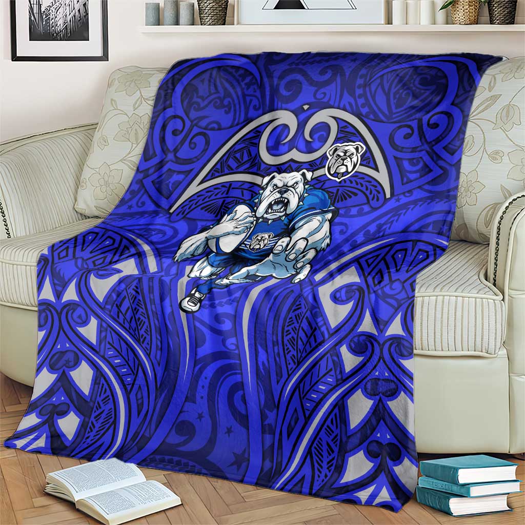 Canterbury Bankstown Bulldogs Rugby Blanket Polynesian Tribal Bulldog Warrior Blue Pattern