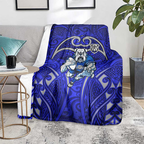 Canterbury Bankstown Bulldogs Rugby Blanket Polynesian Tribal Bulldog Warrior Blue Pattern