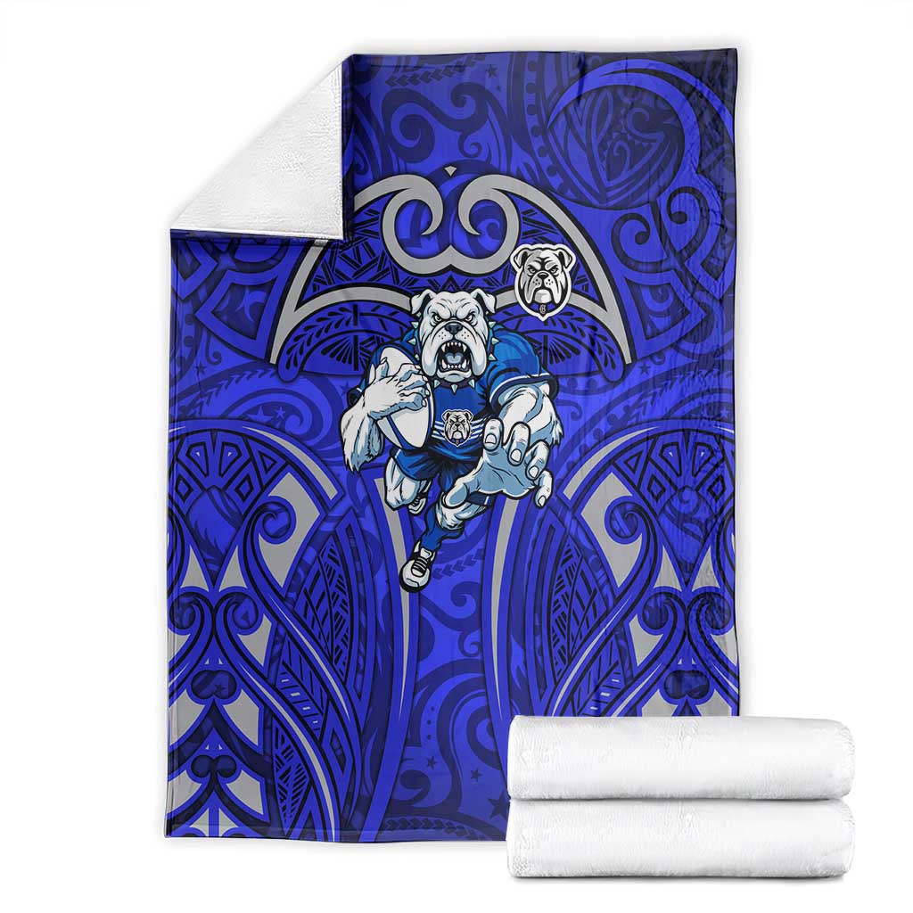 Canterbury Bankstown Bulldogs Rugby Blanket Polynesian Tribal Bulldog Warrior Blue Pattern