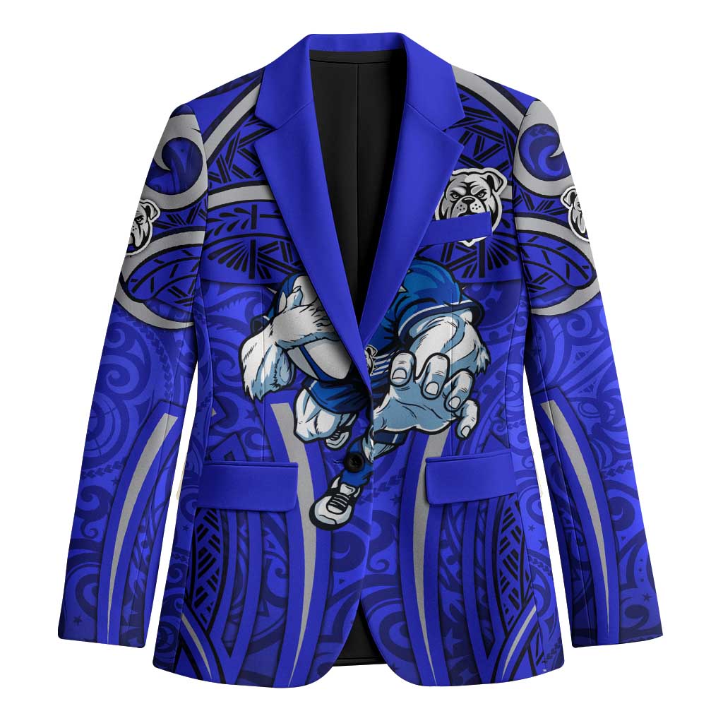 Canterbury Bankstown Bulldogs Rugby Blazer Polynesian Tribal Bulldog Warrior Blue Pattern