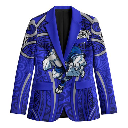 Canterbury Bankstown Bulldogs Rugby Blazer Polynesian Tribal Bulldog Warrior Blue Pattern