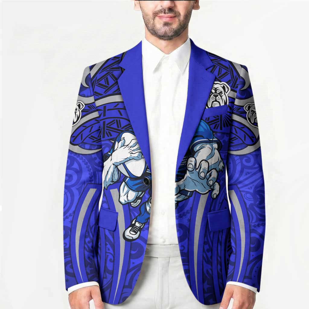 Canterbury Bankstown Bulldogs Rugby Blazer Polynesian Tribal Bulldog Warrior Blue Pattern