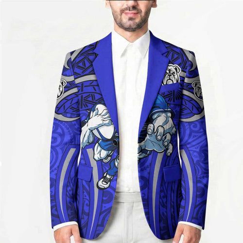Canterbury Bankstown Bulldogs Rugby Blazer Polynesian Tribal Bulldog Warrior Blue Pattern