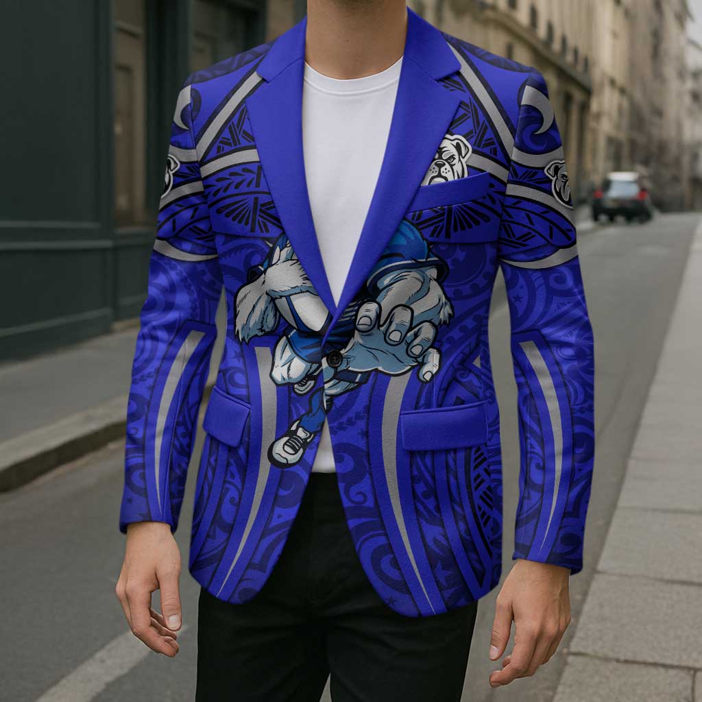 Canterbury Bankstown Bulldogs Rugby Blazer Polynesian Tribal Bulldog Warrior Blue Pattern