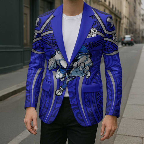 Canterbury Bankstown Bulldogs Rugby Blazer Polynesian Tribal Bulldog Warrior Blue Pattern