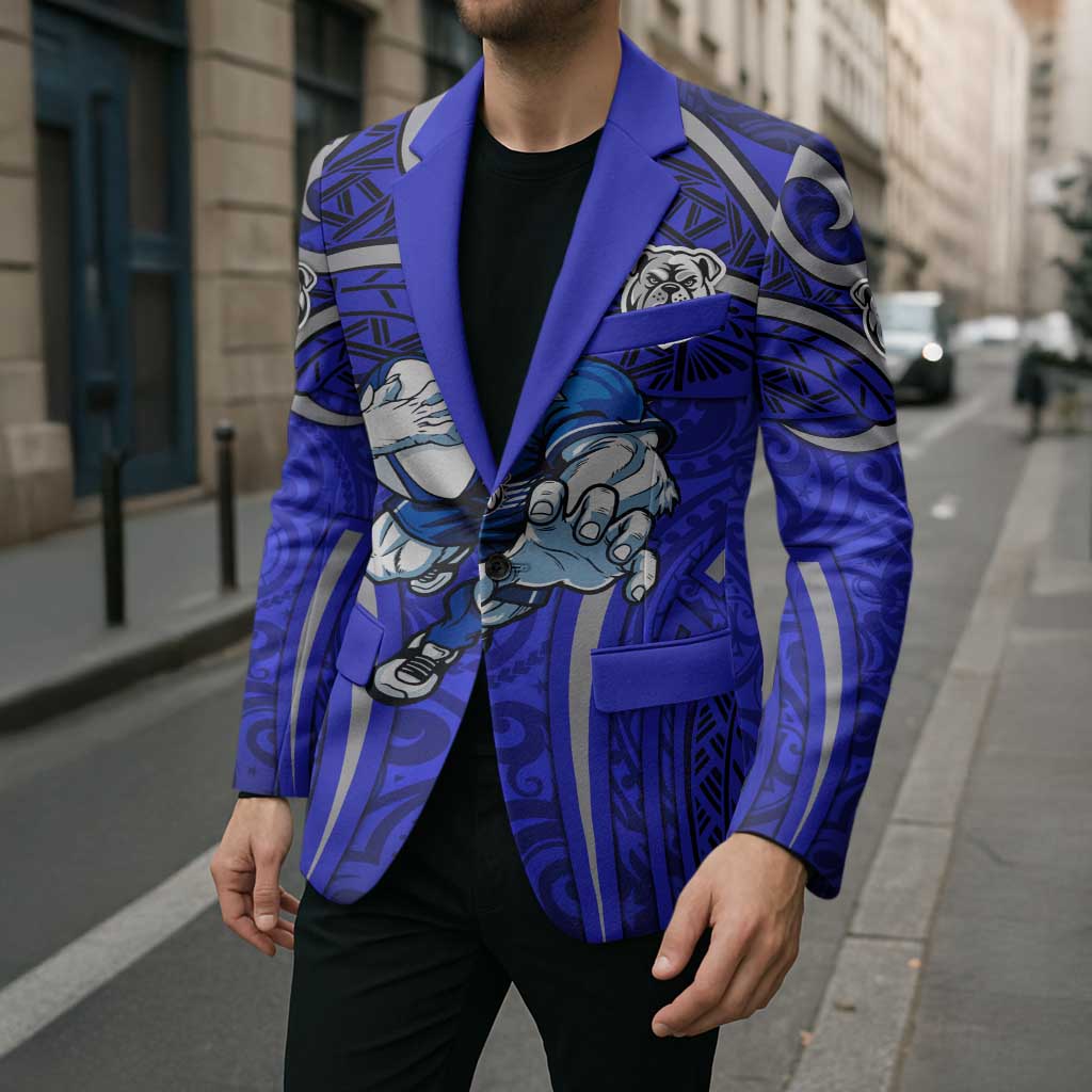 Canterbury Bankstown Bulldogs Rugby Blazer Polynesian Tribal Bulldog Warrior Blue Pattern