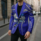 Canterbury Bankstown Bulldogs Rugby Blazer Polynesian Tribal Bulldog Warrior Blue Pattern