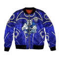 Canterbury Bankstown Bulldogs Rugby Bomber Jacket Polynesian Tribal Bulldog Warrior Blue Pattern