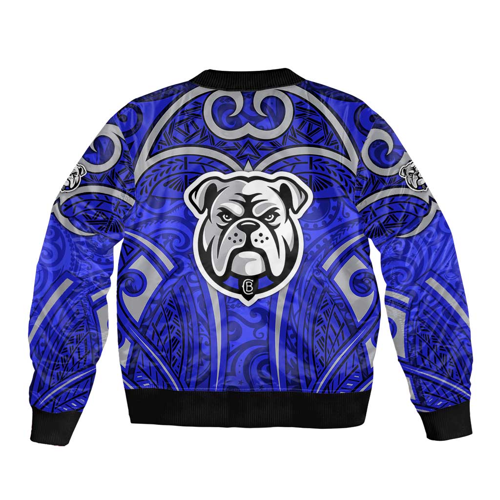 Canterbury Bankstown Bulldogs Rugby Bomber Jacket Polynesian Tribal Bulldog Warrior Blue Pattern