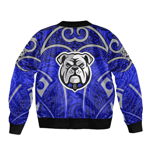 Canterbury Bankstown Bulldogs Rugby Bomber Jacket Polynesian Tribal Bulldog Warrior Blue Pattern