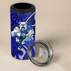 Canterbury Bankstown Bulldogs Rugby 4 in 1 Can Cooler Tumbler Polynesian Tribal Bulldog Warrior Blue Pattern