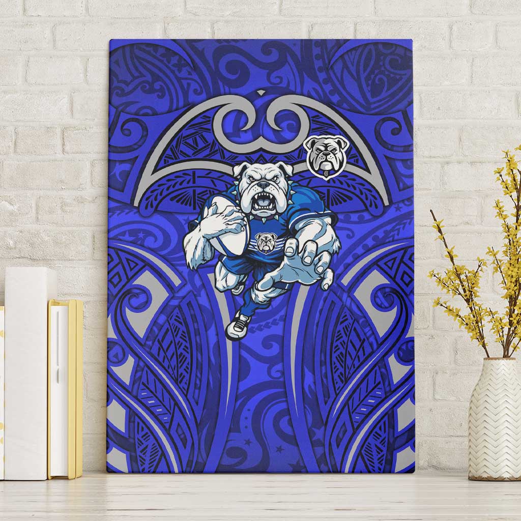 Canterbury Bankstown Bulldogs Rugby Canvas Wall Art Polynesian Tribal Bulldog Warrior Blue Pattern
