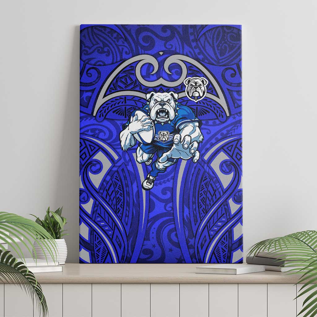 Canterbury Bankstown Bulldogs Rugby Canvas Wall Art Polynesian Tribal Bulldog Warrior Blue Pattern