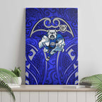 Canterbury Bankstown Bulldogs Rugby Canvas Wall Art Polynesian Tribal Bulldog Warrior Blue Pattern