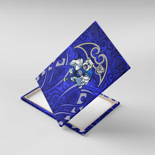 Canterbury Bankstown Bulldogs Rugby Canvas Wall Art Polynesian Tribal Bulldog Warrior Blue Pattern