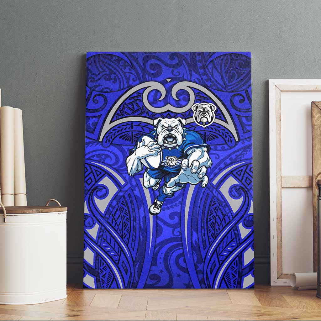 Canterbury Bankstown Bulldogs Rugby Canvas Wall Art Polynesian Tribal Bulldog Warrior Blue Pattern