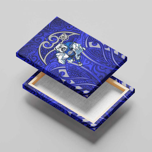 Canterbury Bankstown Bulldogs Rugby Canvas Wall Art Polynesian Tribal Bulldog Warrior Blue Pattern
