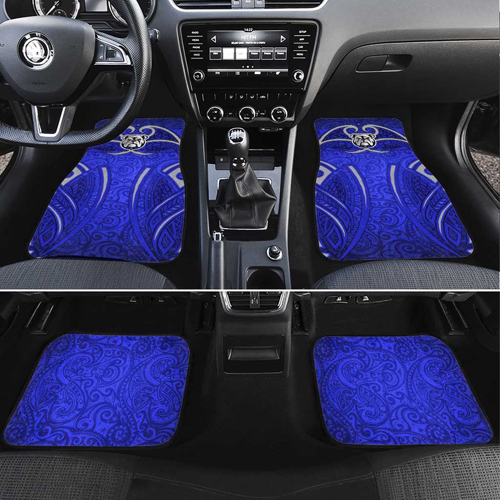 Canterbury Bankstown Bulldogs Rugby Car Mats Polynesian Tribal Bulldog Warrior Blue Pattern