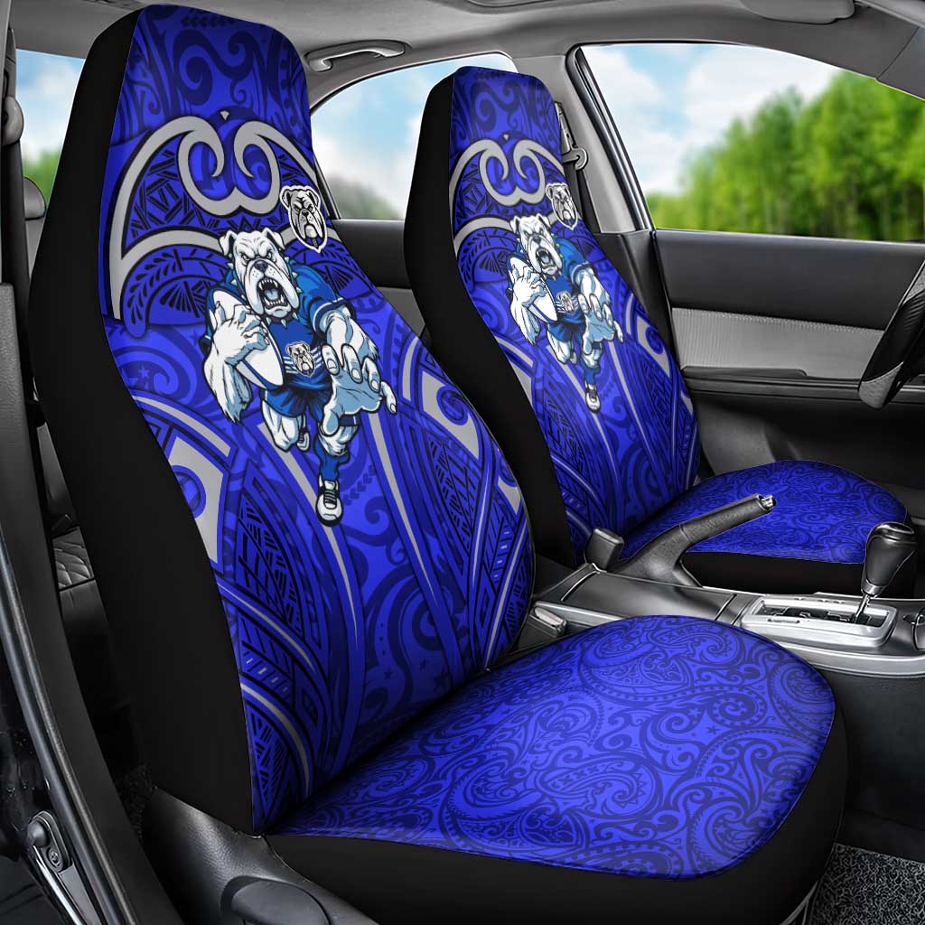 Canterbury Bankstown Bulldogs Rugby Car Seat Cover Polynesian Tribal Bulldog Warrior Blue Pattern