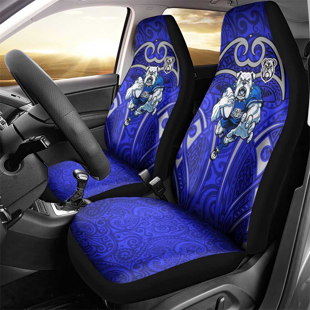 Canterbury Bankstown Bulldogs Rugby Car Seat Cover Polynesian Tribal Bulldog Warrior Blue Pattern