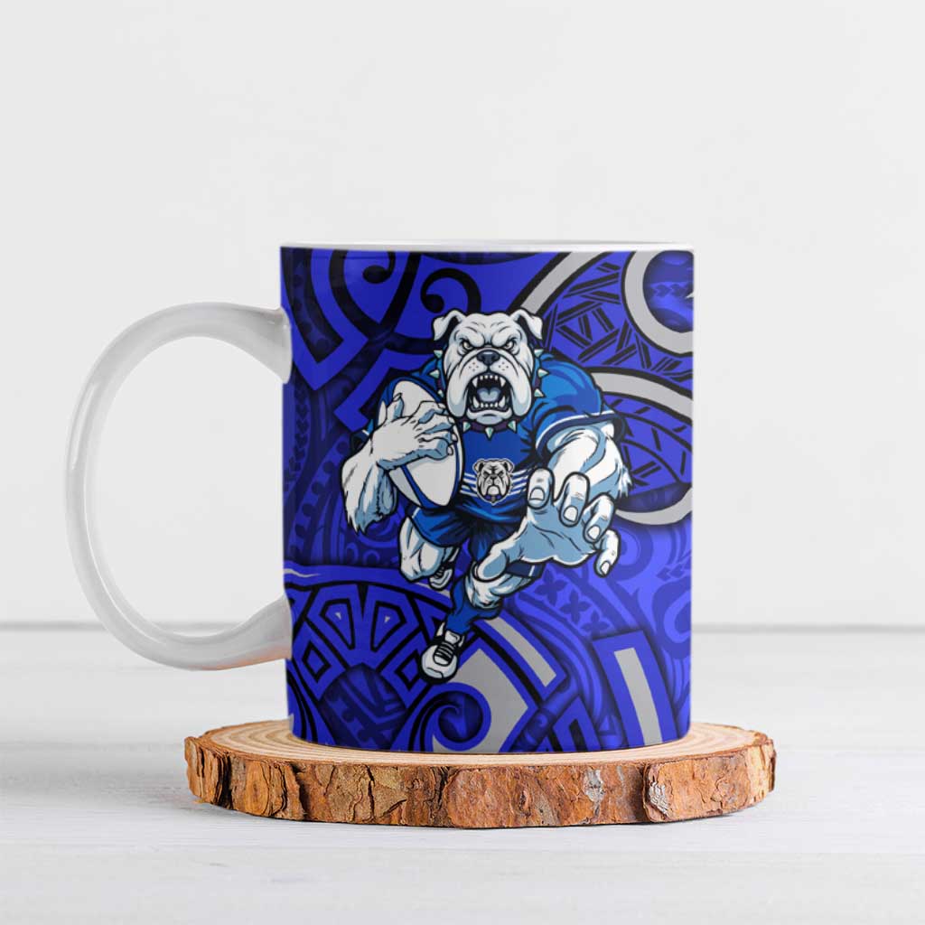 Canterbury Bankstown Bulldogs Rugby Ceramic Mug Polynesian Tribal Bulldog Warrior Blue Pattern