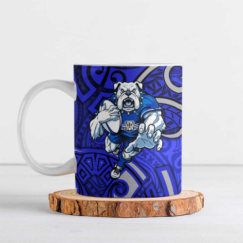Canterbury Bankstown Bulldogs Rugby Ceramic Mug Polynesian Tribal Bulldog Warrior Blue Pattern