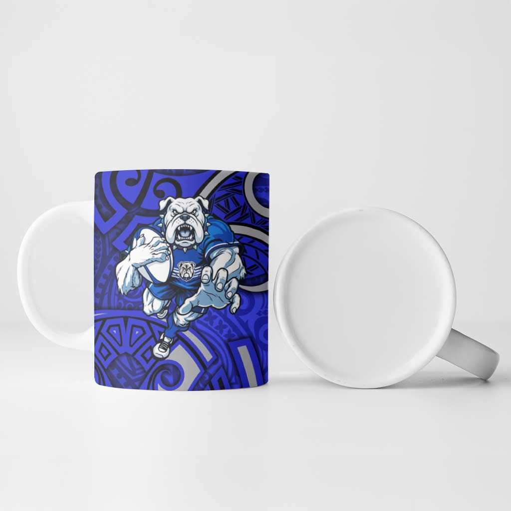 Canterbury Bankstown Bulldogs Rugby Ceramic Mug Polynesian Tribal Bulldog Warrior Blue Pattern