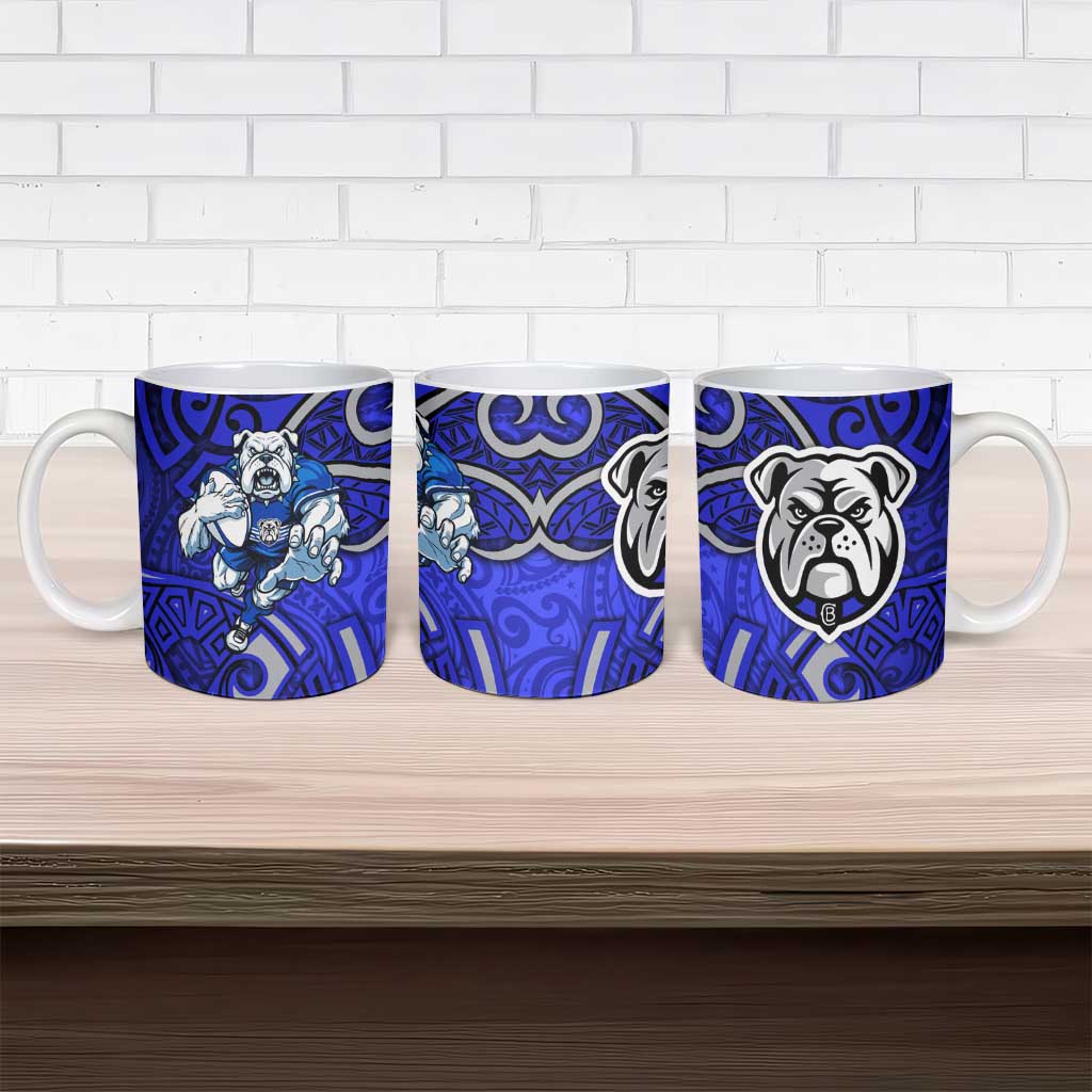 Canterbury Bankstown Bulldogs Rugby Ceramic Mug Polynesian Tribal Bulldog Warrior Blue Pattern