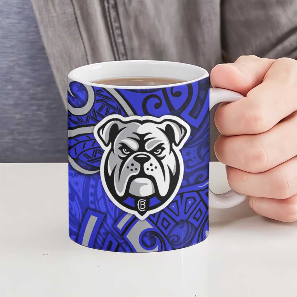 Canterbury Bankstown Bulldogs Rugby Ceramic Mug Polynesian Tribal Bulldog Warrior Blue Pattern