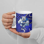 Canterbury Bankstown Bulldogs Rugby Ceramic Mug Polynesian Tribal Bulldog Warrior Blue Pattern