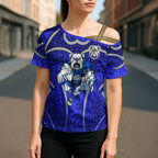 Canterbury Bankstown Bulldogs Rugby Cross Shoulder Shirt Polynesian Tribal Bulldog Warrior Blue Pattern