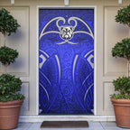 Canterbury Bankstown Bulldogs Rugby Door Cover Polynesian Tribal Bulldog Warrior Blue Pattern