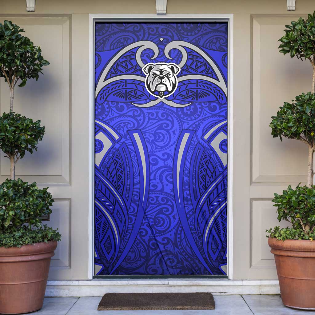 Canterbury Bankstown Bulldogs Rugby Door Cover Polynesian Tribal Bulldog Warrior Blue Pattern