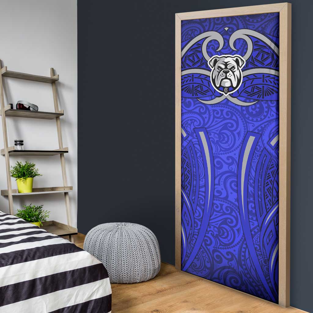 Canterbury Bankstown Bulldogs Rugby Door Cover Polynesian Tribal Bulldog Warrior Blue Pattern
