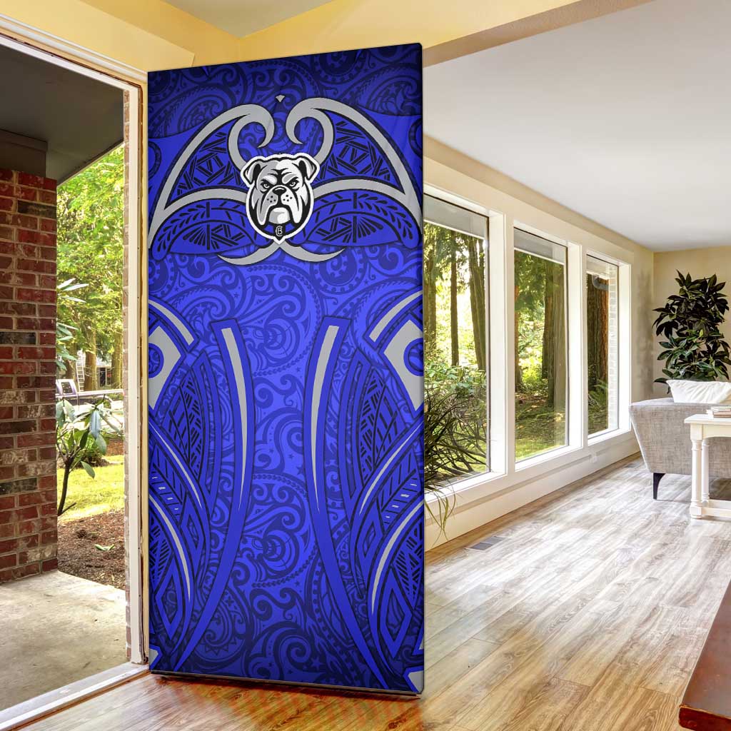 Canterbury Bankstown Bulldogs Rugby Door Cover Polynesian Tribal Bulldog Warrior Blue Pattern