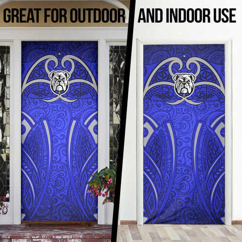 Canterbury Bankstown Bulldogs Rugby Door Cover Polynesian Tribal Bulldog Warrior Blue Pattern