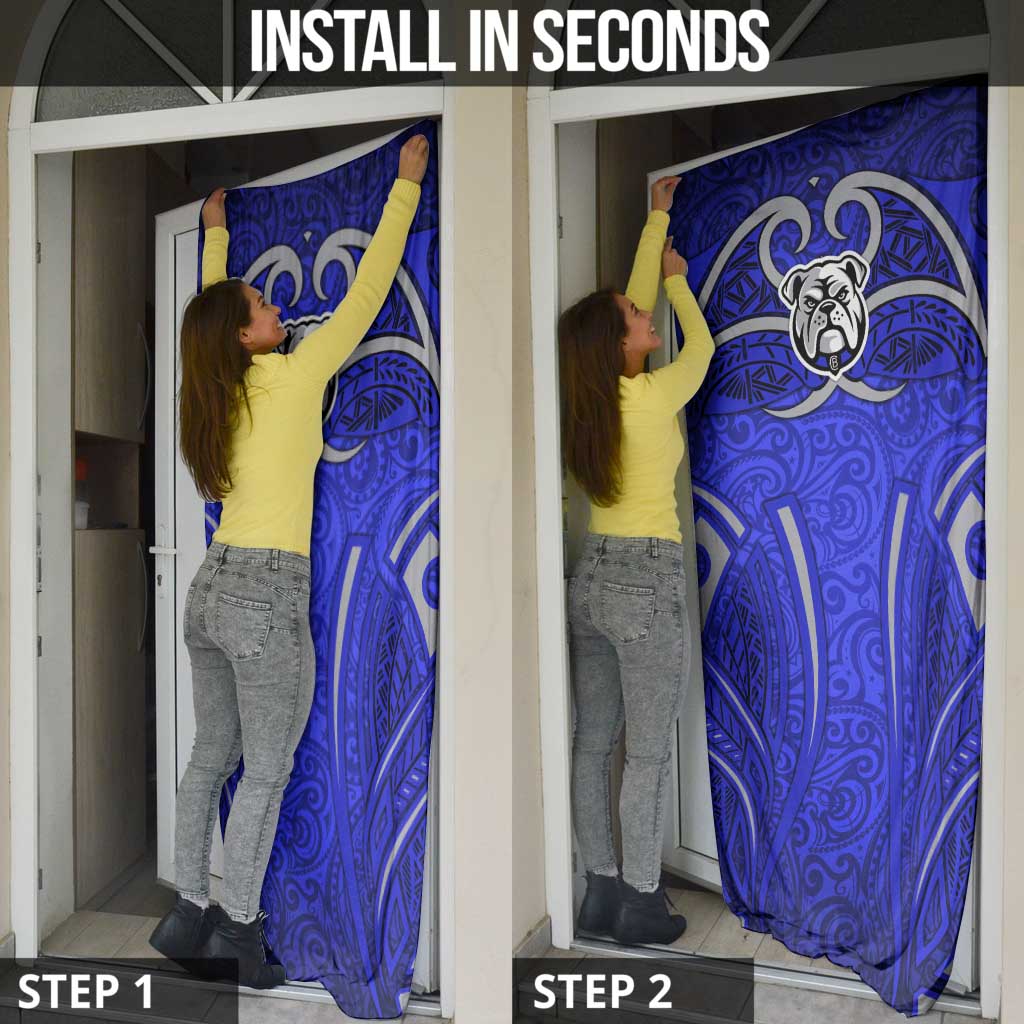 Canterbury Bankstown Bulldogs Rugby Door Cover Polynesian Tribal Bulldog Warrior Blue Pattern