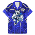 Canterbury Bankstown Bulldogs Rugby Family Matching Puletasi and Hawaiian Shirt Polynesian Tribal Bulldog Warrior Blue Pattern