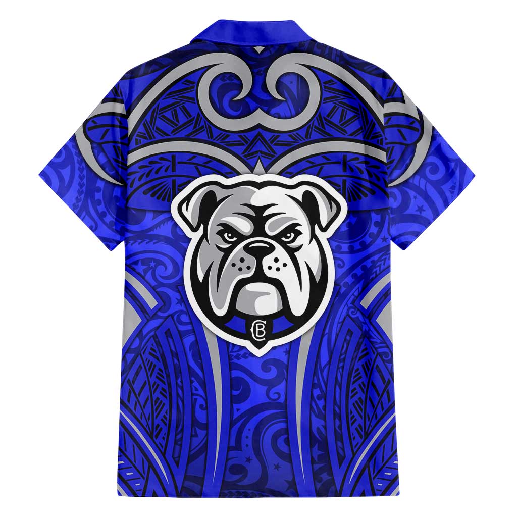 Canterbury Bankstown Bulldogs Rugby Family Matching Puletasi and Hawaiian Shirt Polynesian Tribal Bulldog Warrior Blue Pattern